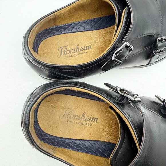 Florsheim Mens Rucci Monk Strap Dress Shoes US 7 Wide Black Leather Slip-On EUC main image 9